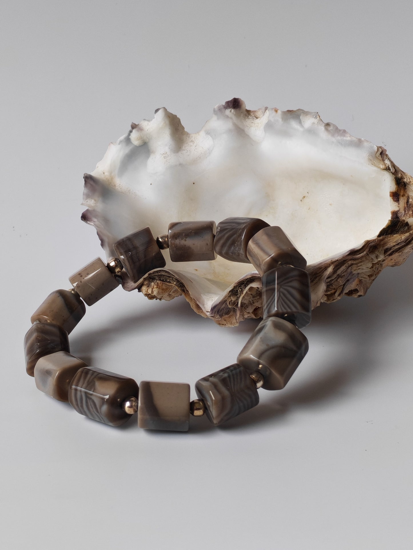 Striped Flint Stone Bracelet | One-of-a-Kind Handmade Piece