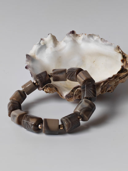 Striped Flint Stone Bracelet | One-of-a-Kind Handmade Piece