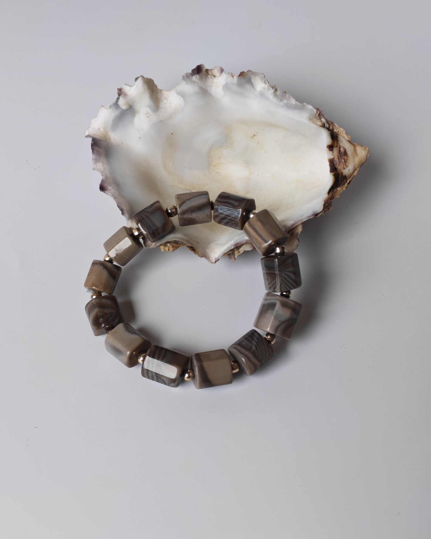 Striped Flint Stone Bracelet | One-of-a-Kind Handmade Piece