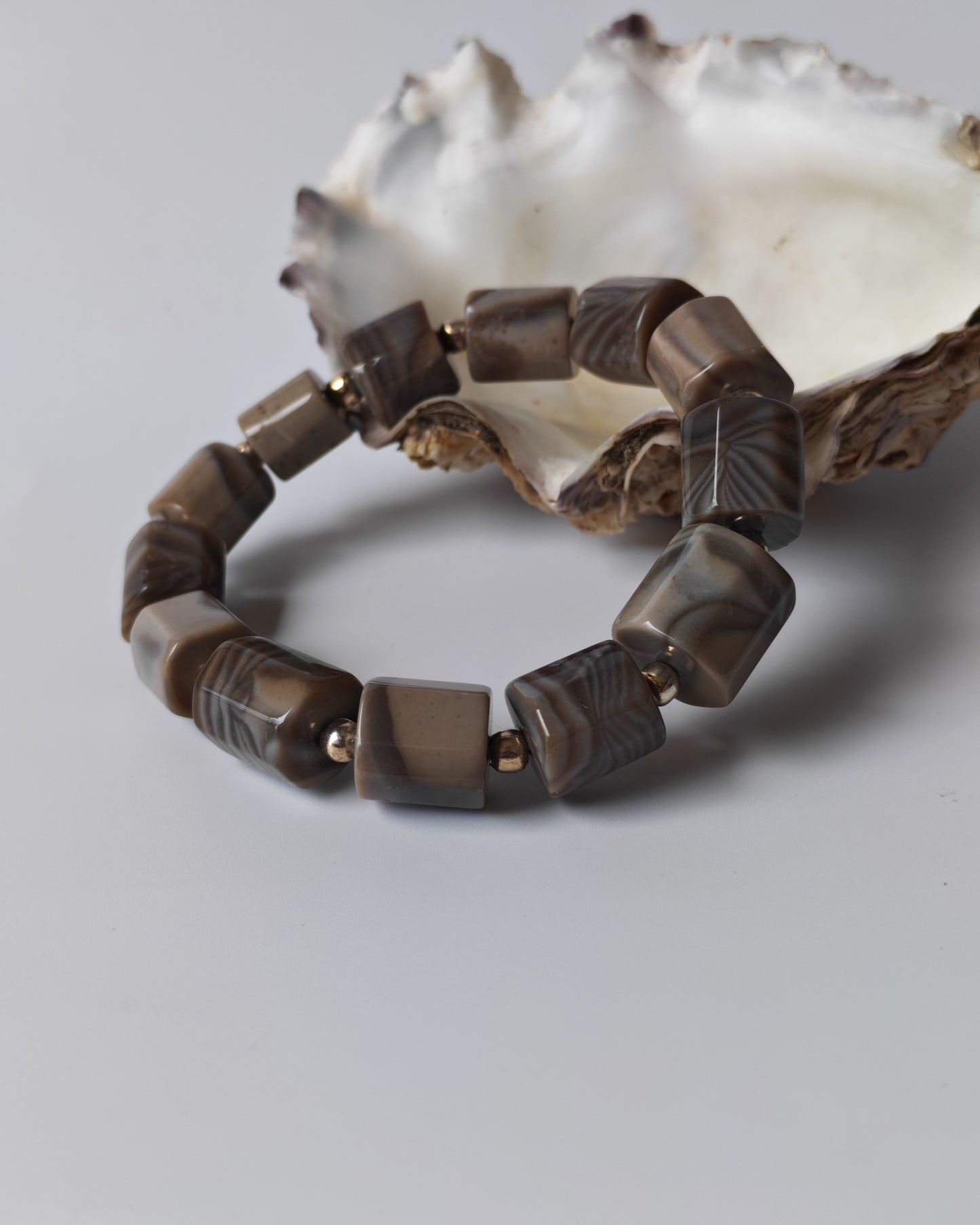 Striped Flint Stone Bracelet | One-of-a-Kind Handmade Piece