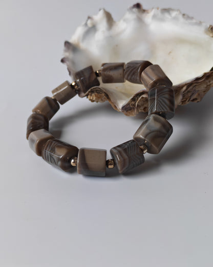 Striped Flint Stone Bracelet | One-of-a-Kind Handmade Piece