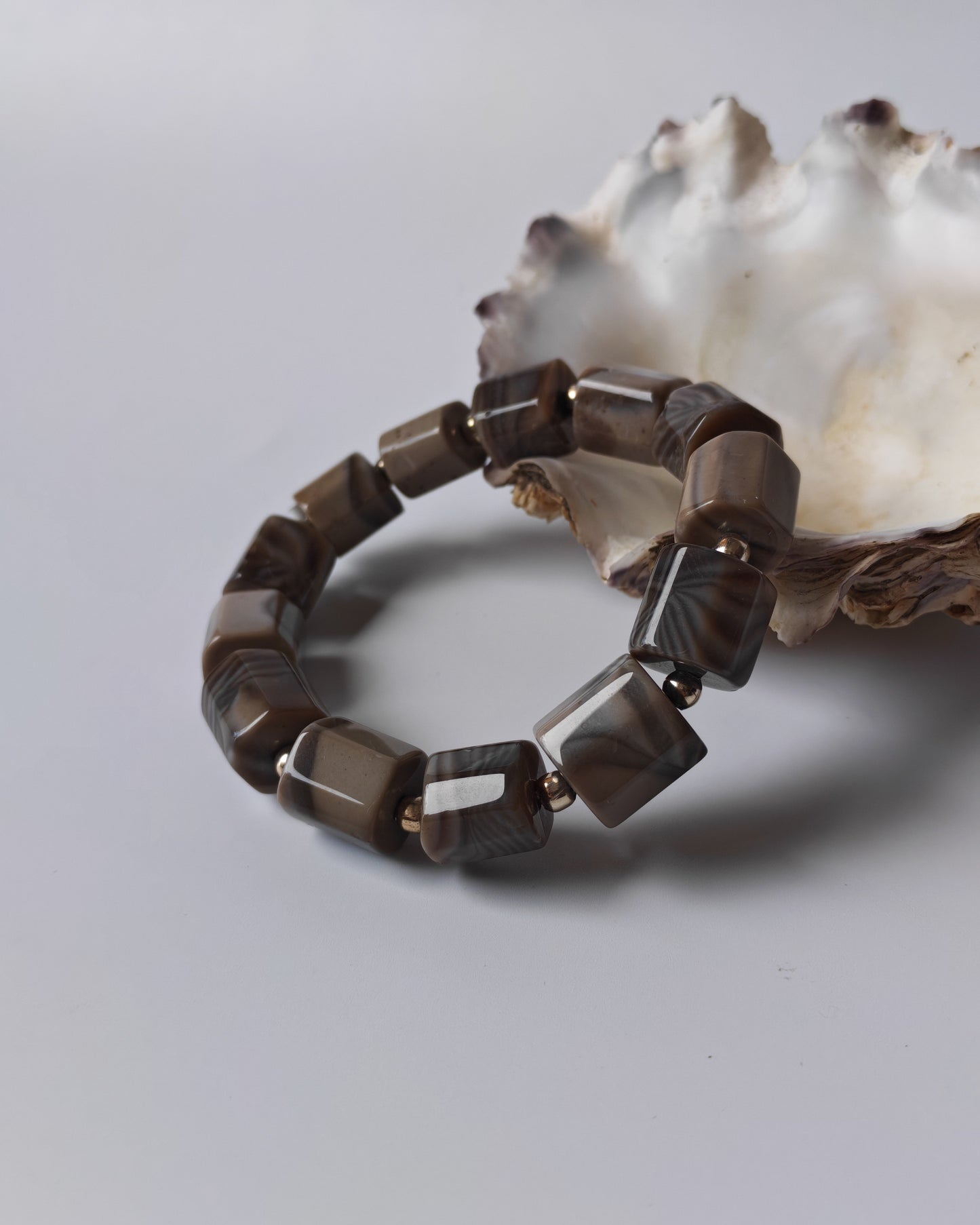 Striped Flint Stone Bracelet | One-of-a-Kind Handmade Piece