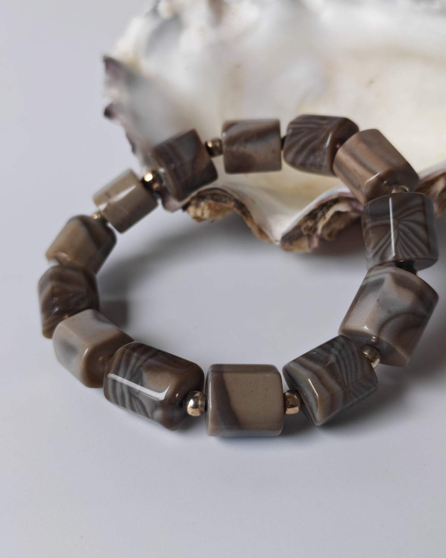 Striped Flint Stone Bracelet | One-of-a-Kind Handmade Piece