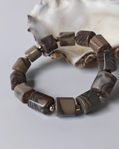 Striped Flint Stone Bracelet | One-of-a-Kind Handmade Piece