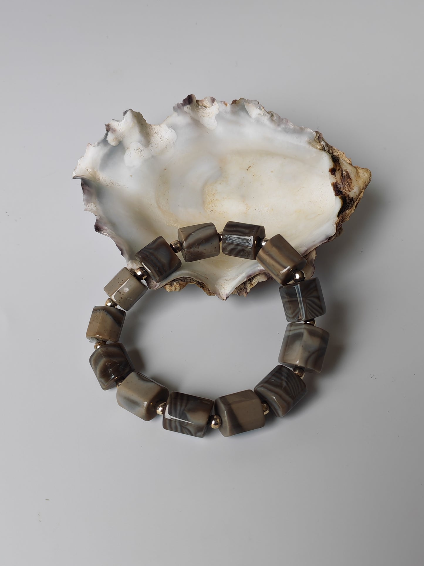 Striped Flint Stone Bracelet | One-of-a-Kind Handmade Piece