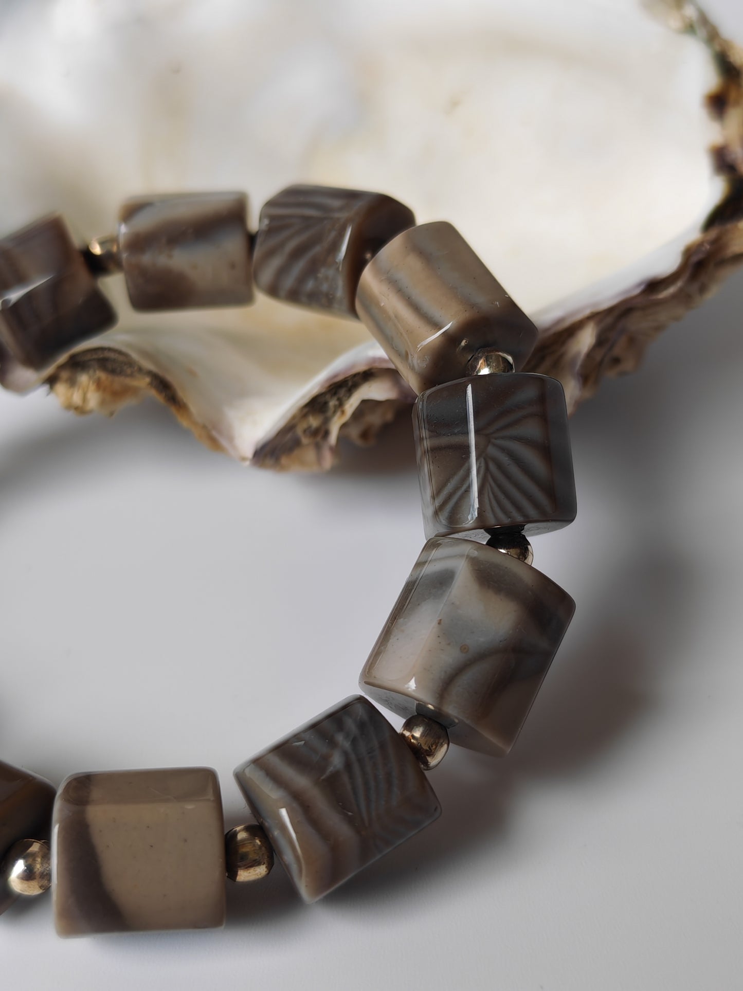 Striped Flint Stone Bracelet | One-of-a-Kind Handmade Piece