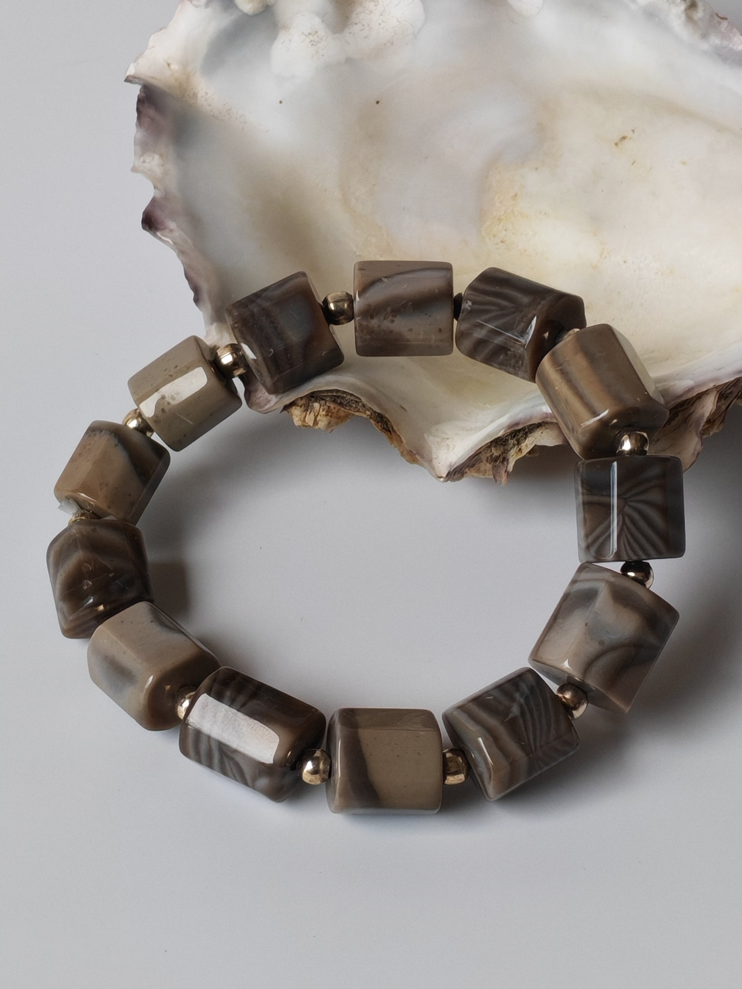 Striped Flint Stone Bracelet | One-of-a-Kind Handmade Piece