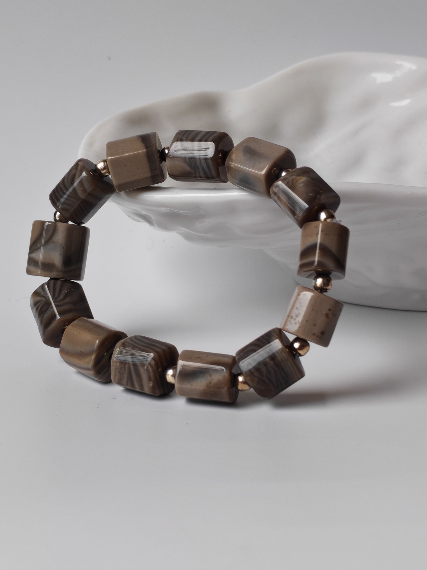 Striped Flint Stone Bracelet | One-of-a-Kind Handmade Piece