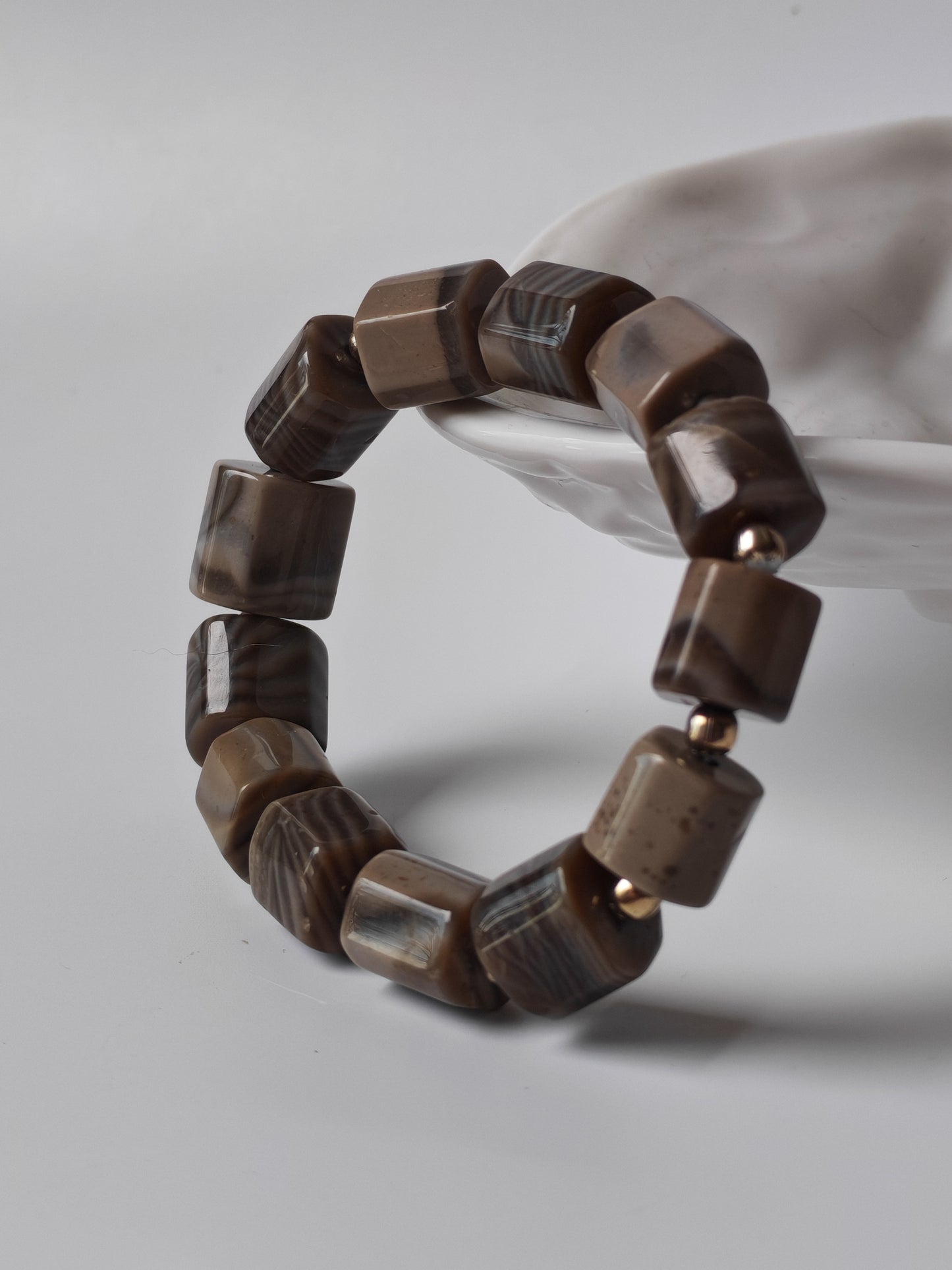Striped Flint Stone Bracelet | One-of-a-Kind Handmade Piece