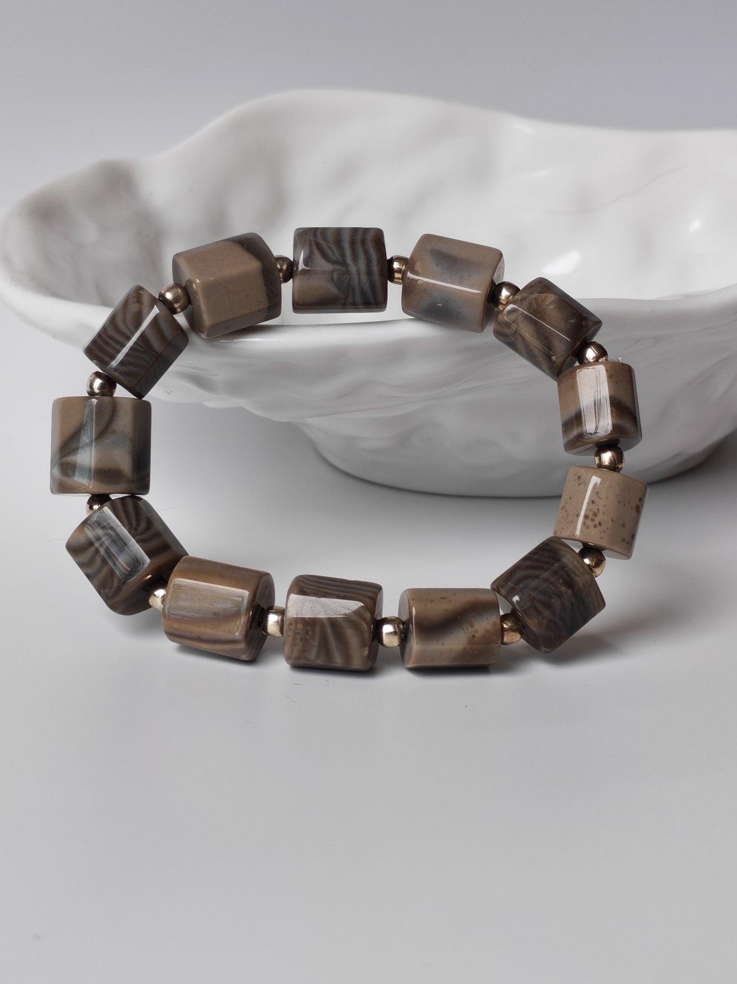 Striped Flint Stone Bracelet | One-of-a-Kind Handmade Piece