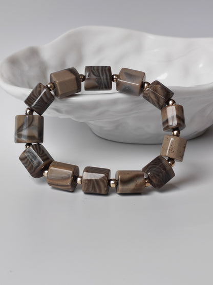 Striped Flint Stone Bracelet | One-of-a-Kind Handmade Piece