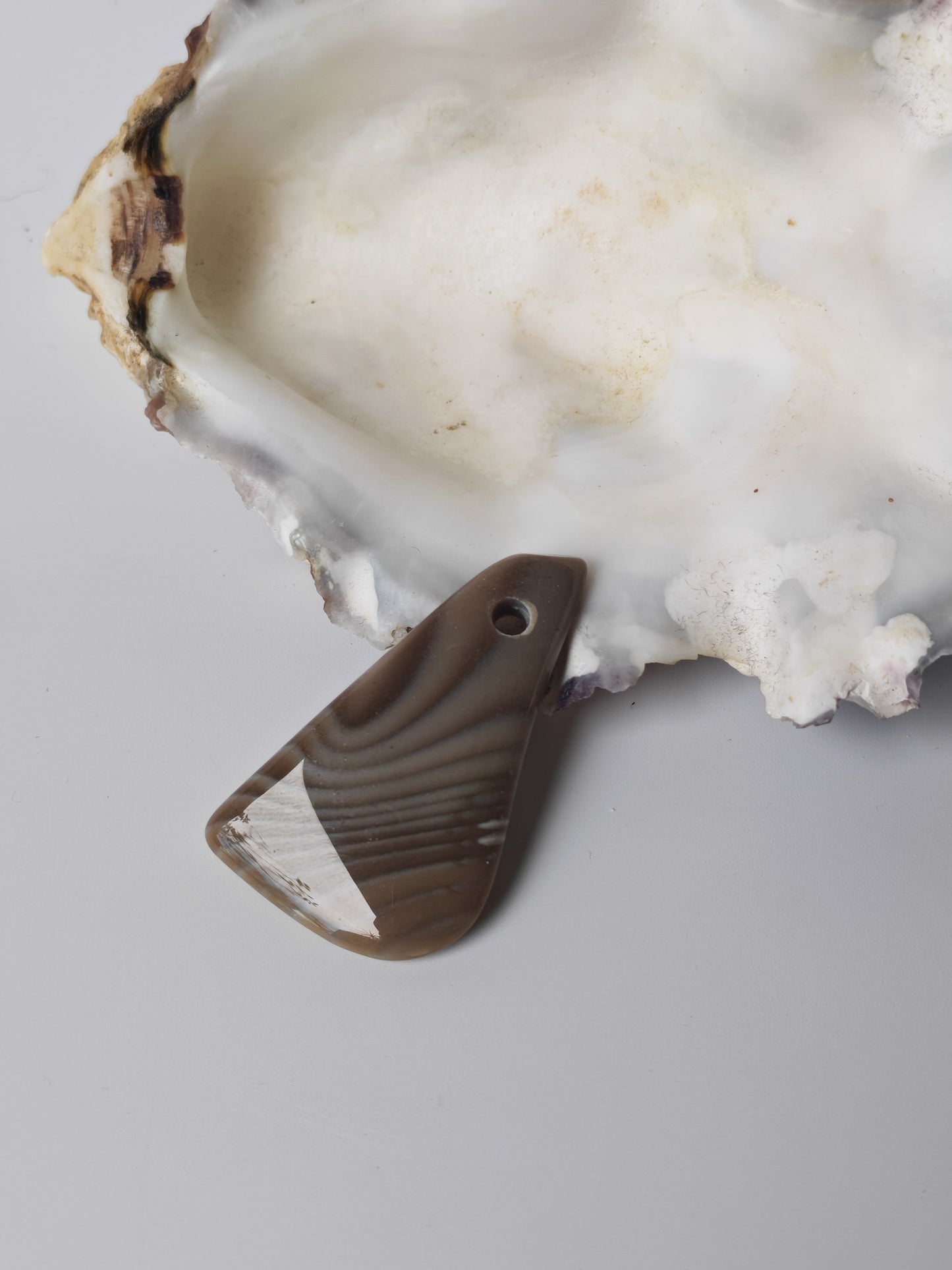 Natural Striped Flint Raw Pendant | Pear-Shaped Stone