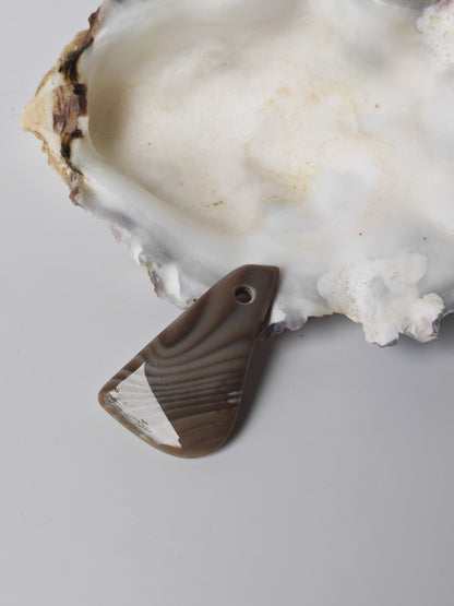 Natural Striped Flint Raw Pendant | Pear-Shaped Stone