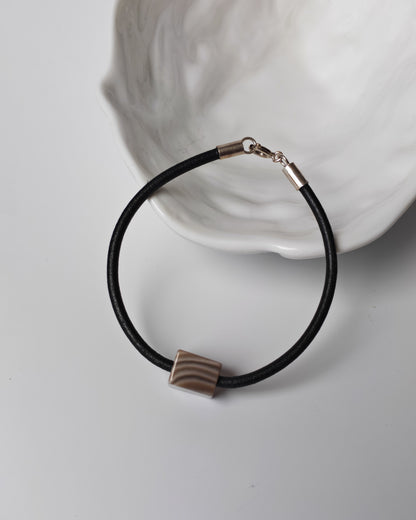 Striped Flint Stone & Leather Bracelet
