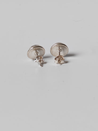 Striped Flint Stud Earrings | Natural Polish Stone