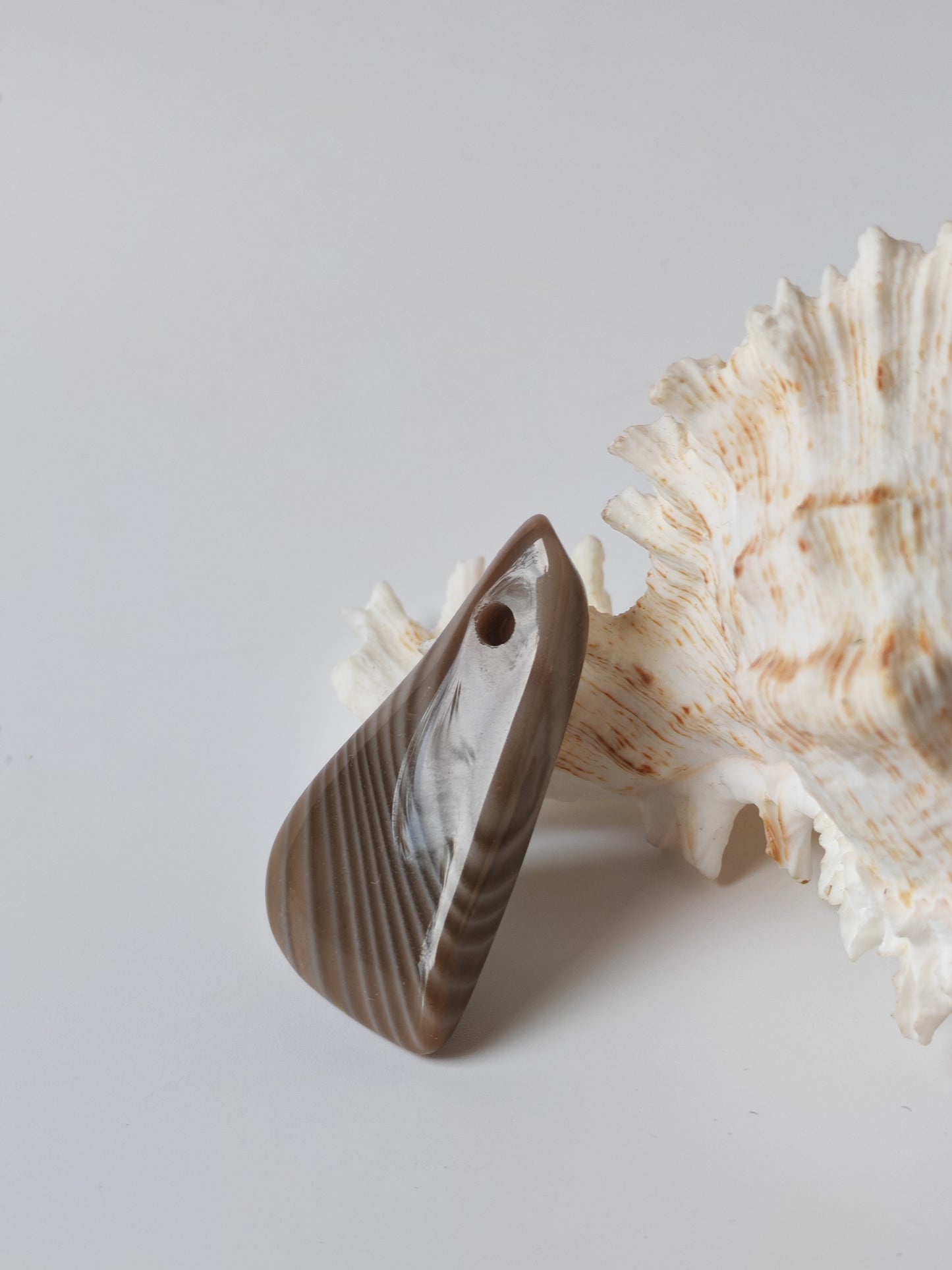 Natural Striped Flint Raw Pendant | Pear-Shaped Stone