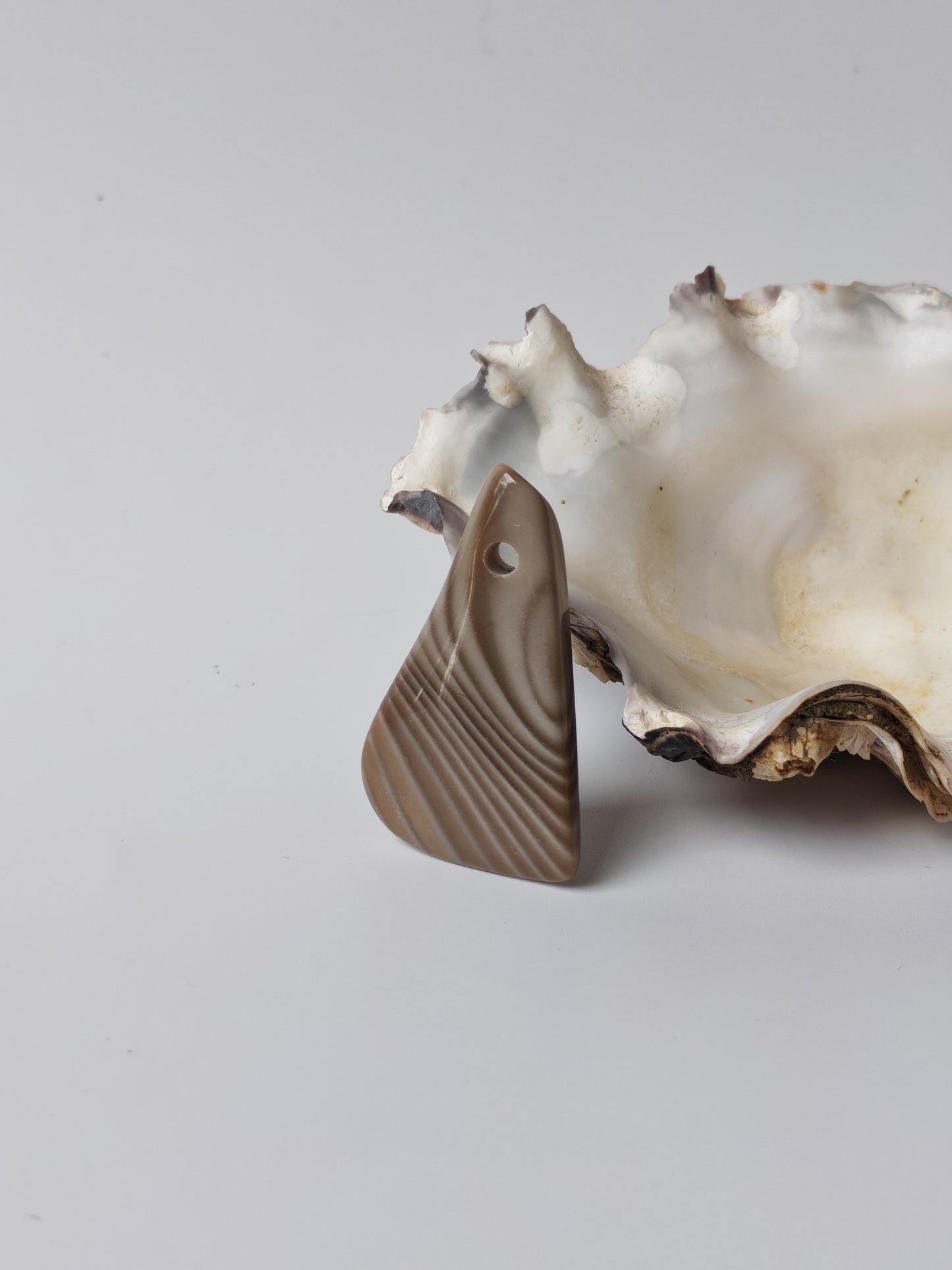 Natural Striped Flint Raw Pendant | Pear-Shaped Stone