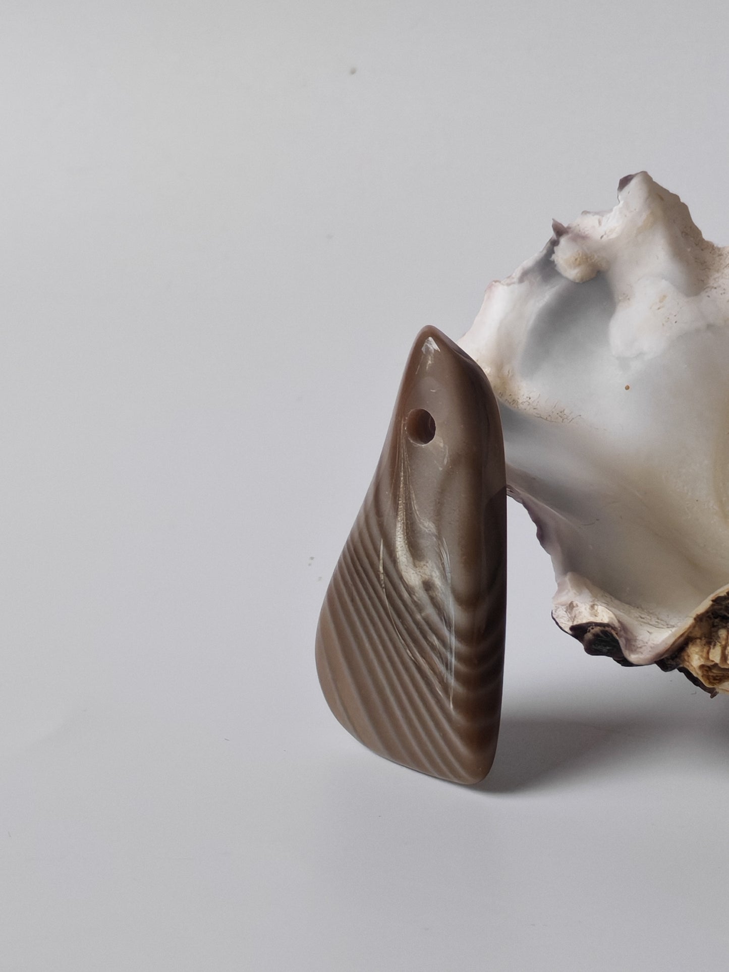 Natural Striped Flint Raw Pendant | Pear-Shaped Stone