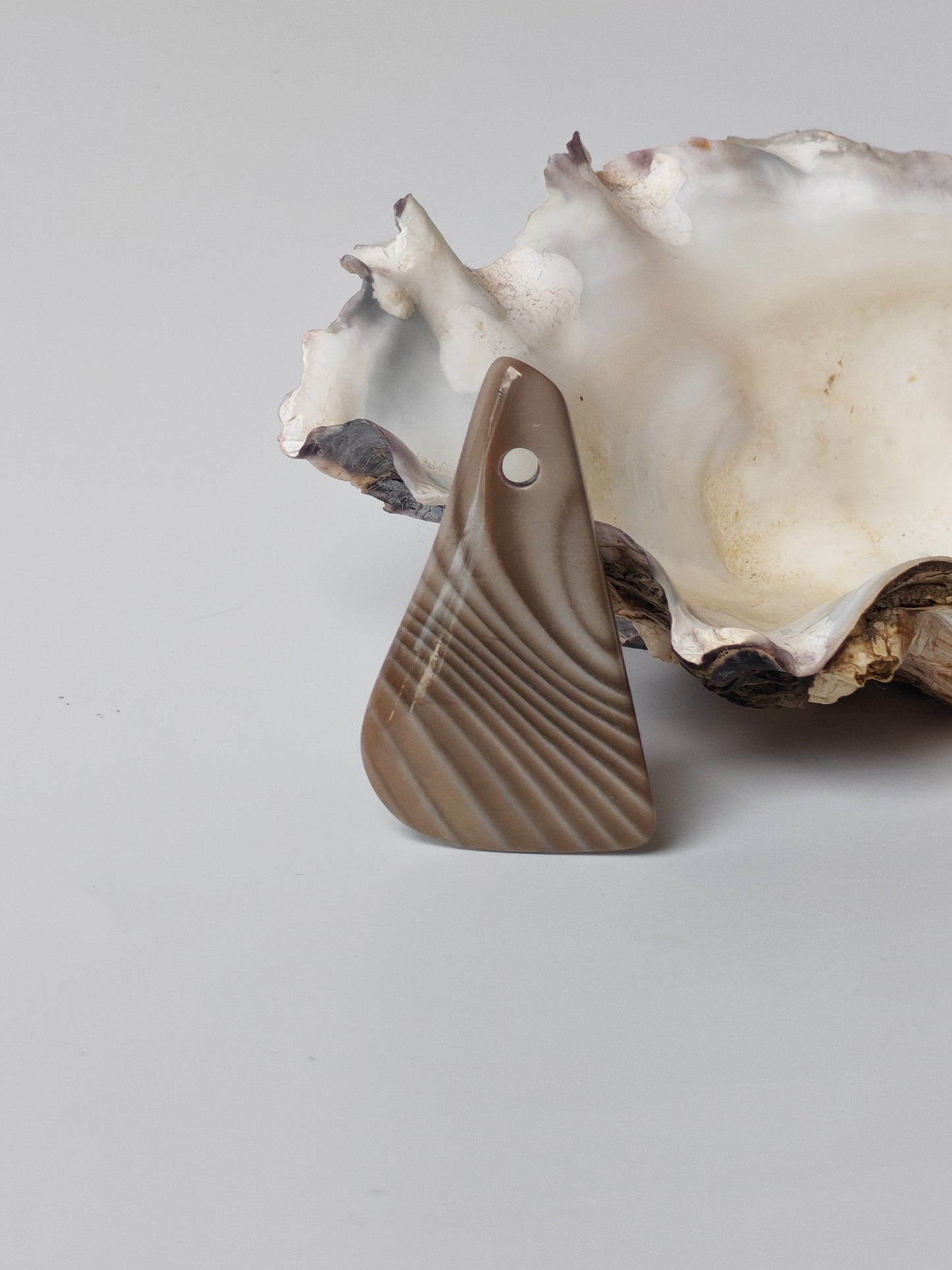 Natural Striped Flint Raw Pendant | Pear-Shaped Stone