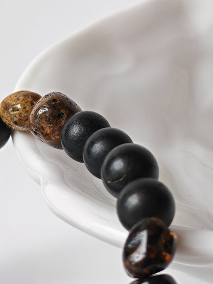 Raw Baltic Amber Bracelet | Irregular Beads with Natural Debris