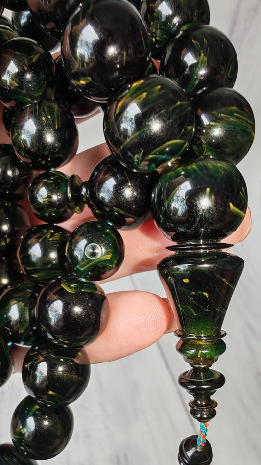 Dark Blue Moon Bakelite Rosary 55 Donut Beads