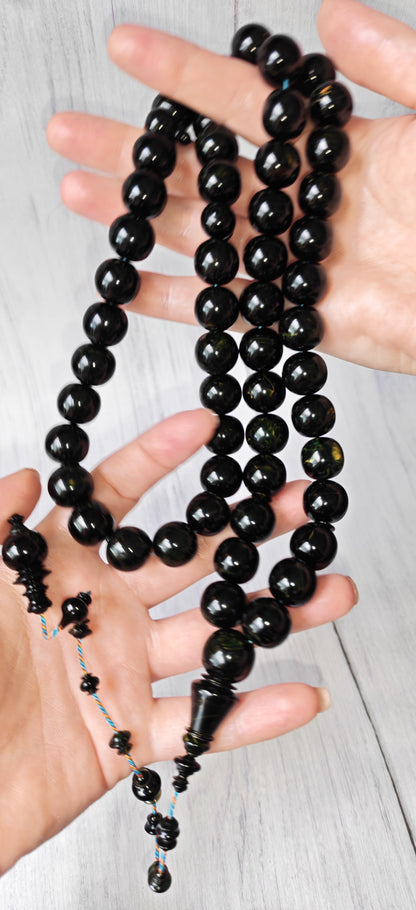 Dark Blue Moon Bakelite Rosary 55 Donut Beads