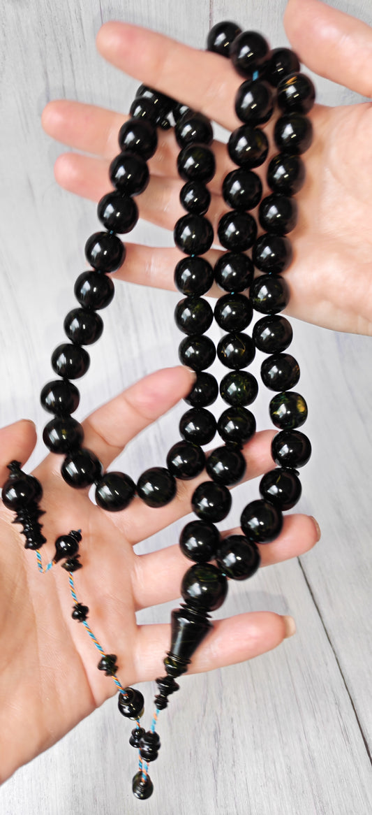 Dark Blue Moon Bakelite Rosary 55 Donut Beads