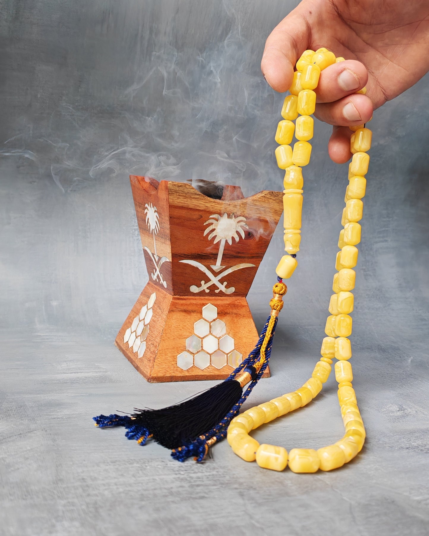 Natural Amber Barrel Shape Butterscotch Rosary 57 Beads + 1 Spare