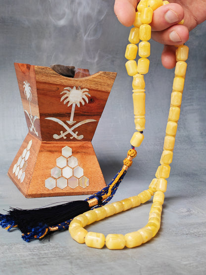 Natural Amber Barrel Shape Butterscotch Rosary 57 Beads + 1 Spare