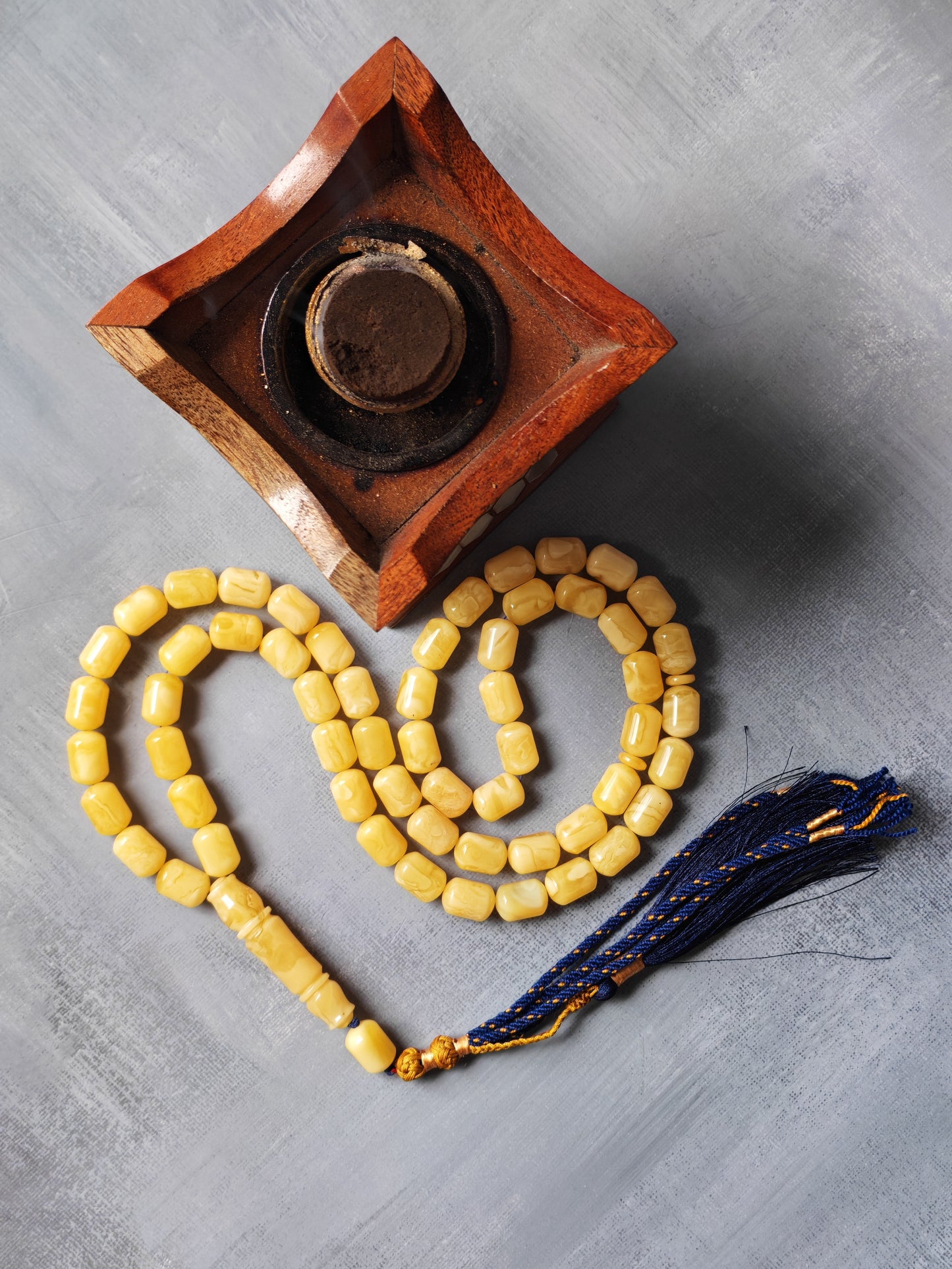 Natural Amber Barrel Shape Butterscotch Rosary 57 Beads + 1 Spare