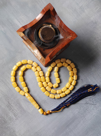 Natural Amber Barrel Shape Butterscotch Rosary 57 Beads + 1 Spare