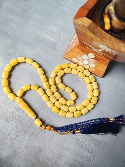 Natural Amber Barrel Shape Butterscotch Rosary 57 Beads + 1 Spare