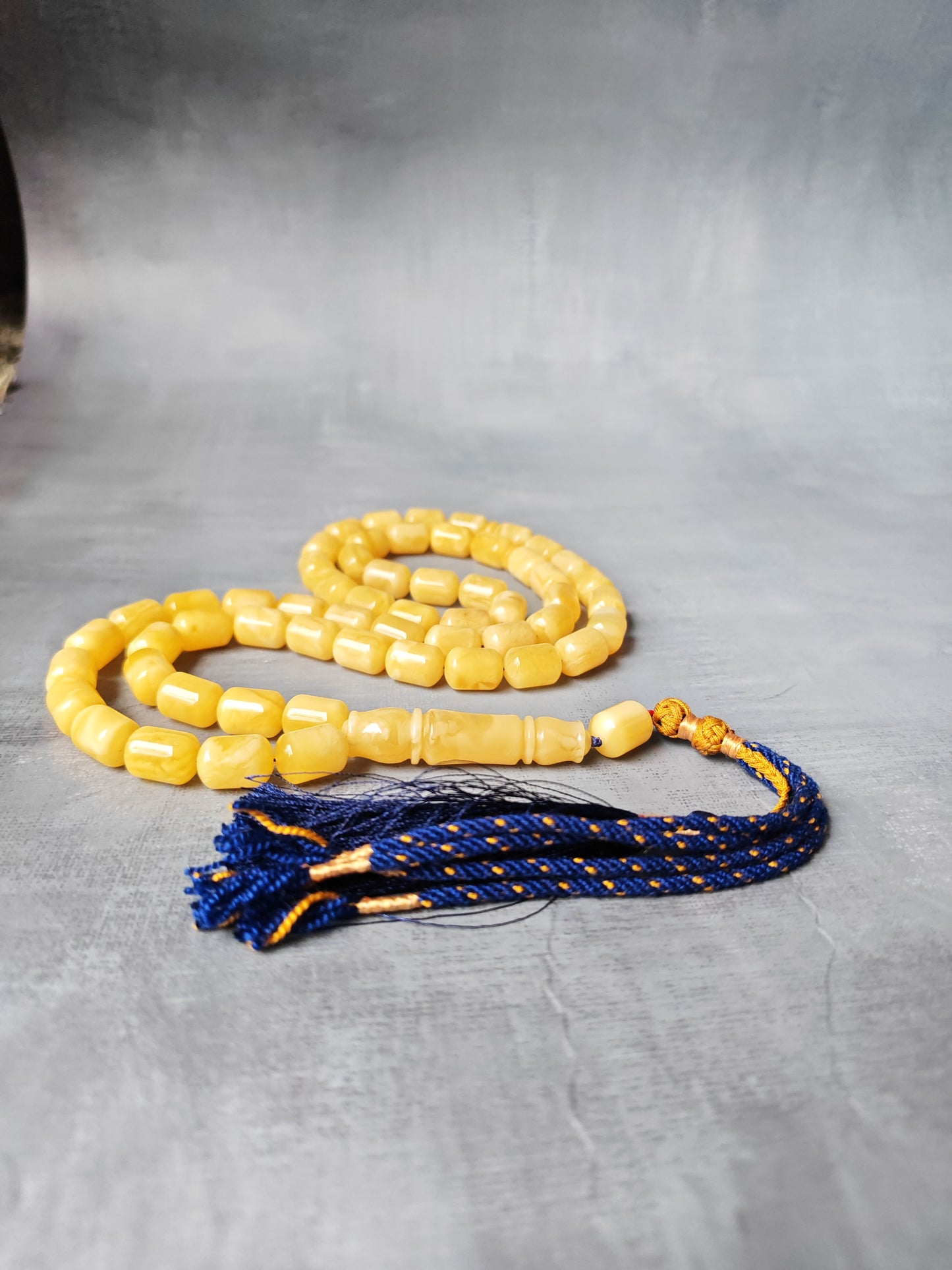 Natural Amber Barrel Shape Butterscotch Rosary 57 Beads + 1 Spare