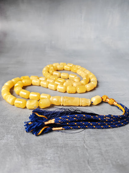 Natural Amber Barrel Shape Butterscotch Rosary 57 Beads + 1 Spare