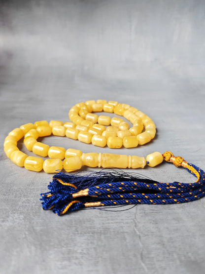 Natural Amber Barrel Shape Butterscotch Rosary 57 Beads + 1 Spare