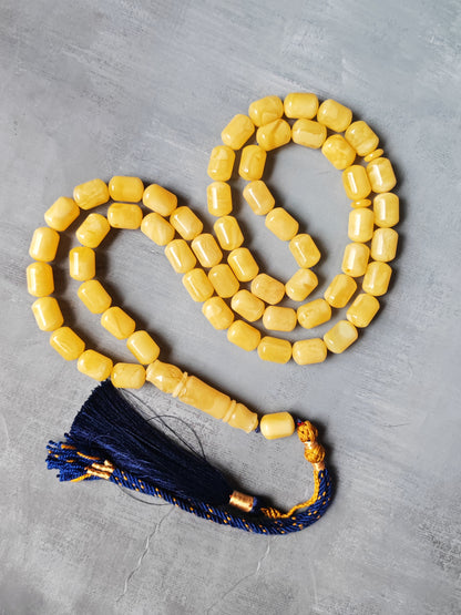 Natural Amber Barrel Shape Butterscotch Rosary 57 Beads + 1 Spare