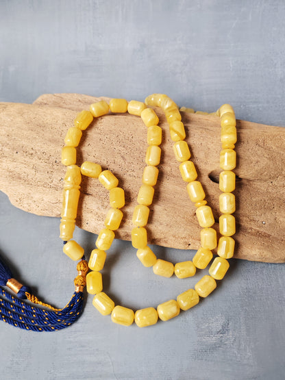 Natural Amber Barrel Shape Butterscotch Rosary 57 Beads + 1 Spare
