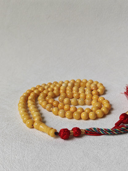 Aged Royal White Baltic Amber Tasbih with Certificate 99 Beads