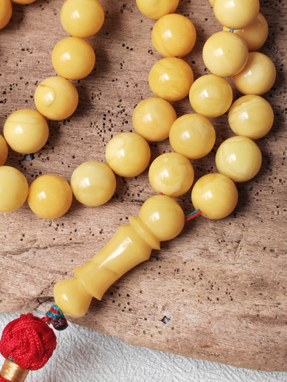 Aged Royal White Baltic Amber Tasbih with Certificate 99 Beads