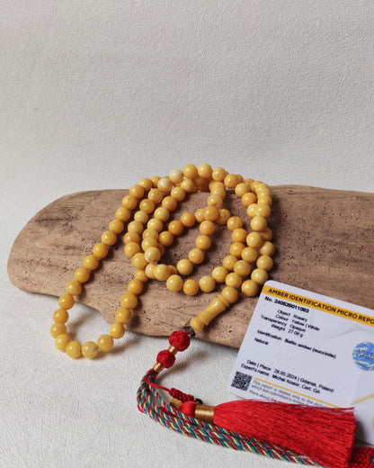 Aged Royal White Baltic Amber Tasbih with Certificate 99 Beads