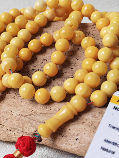Aged Royal White Baltic Amber Tasbih with Certificate 99 Beads