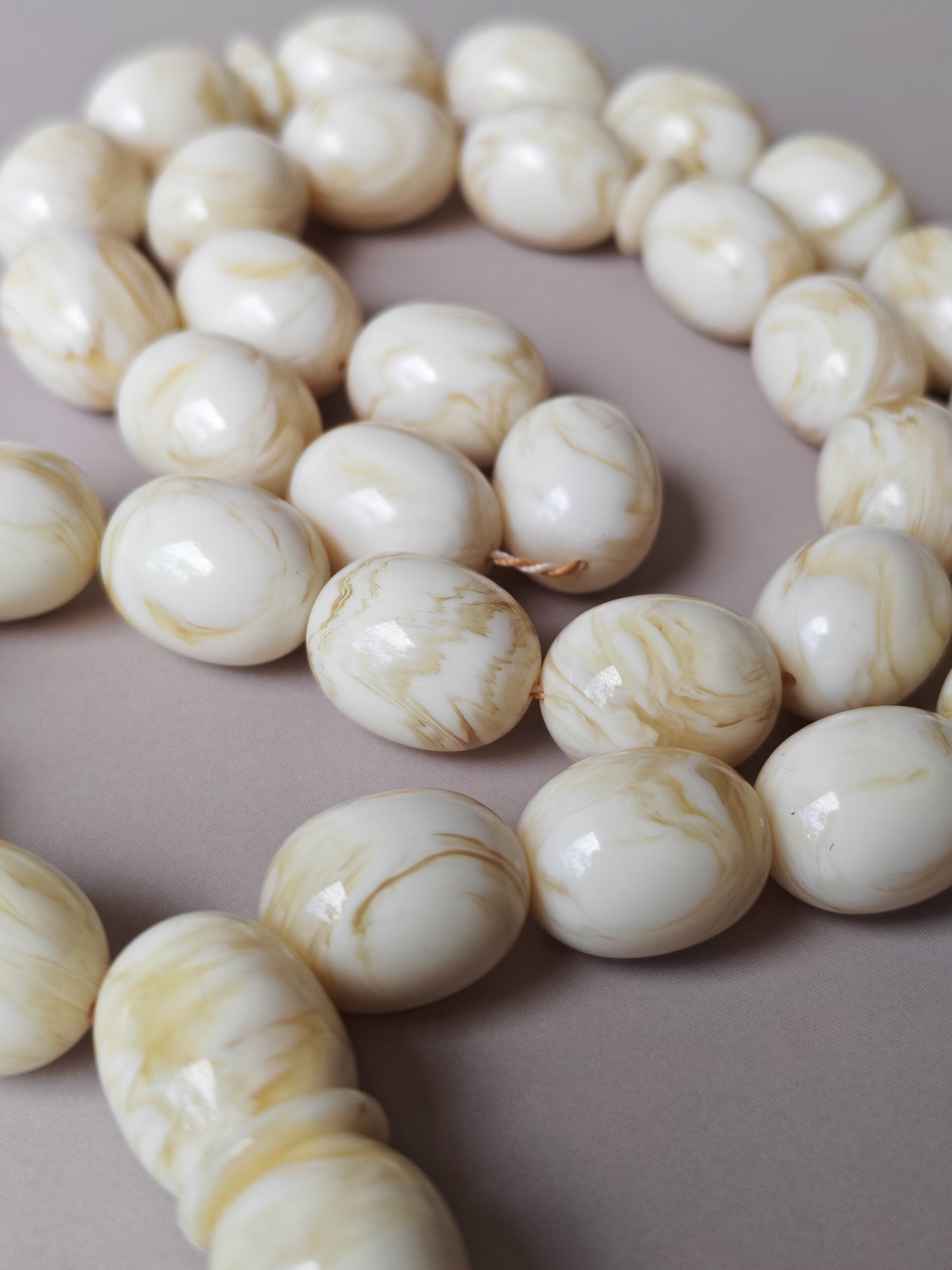 White French Galalith Rosary Tornado 33 Beads