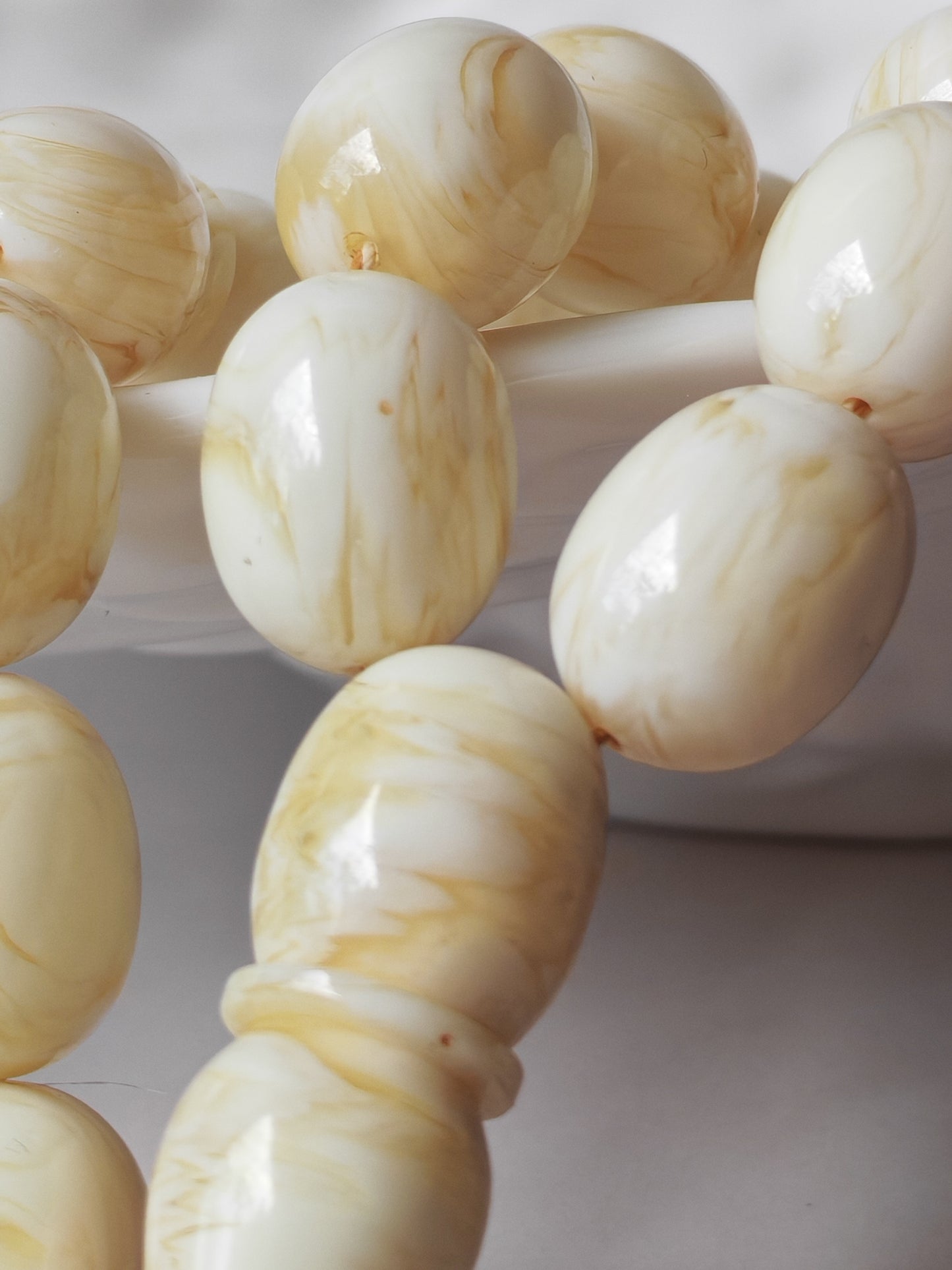 White French Galalith Rosary Tornado 33 Beads