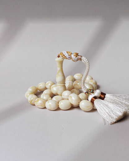 White French Galalith Rosary Tornado 33 Beads