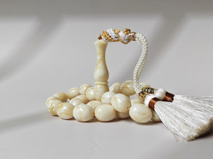 White French Galalith Rosary Tornado 33 Beads