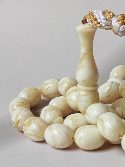 White French Galalith Rosary Tornado 33 Beads