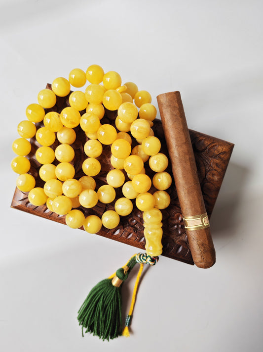 Large Natural Amber Tasbih with Multiple Color Patterns 82g 55 Beads