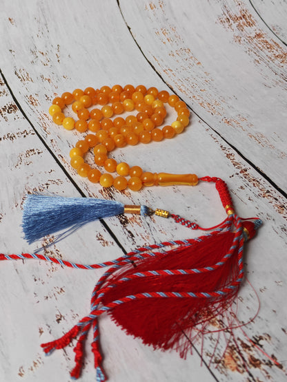 Antique Natural Aged Honey Amber Pocket Size Tasbih 66 Beads