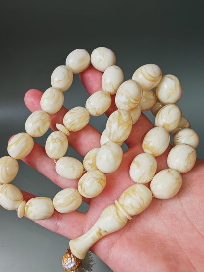 White French Galalith Rosary Tornado 33 Beads