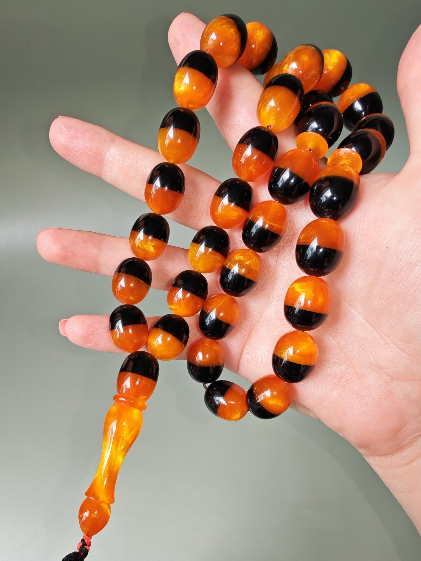Dual Color Catalin Bakelite Rosary 33 Beads